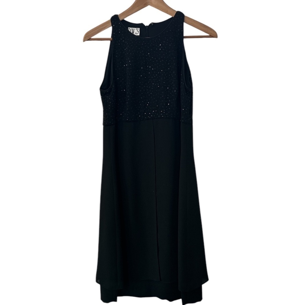 Vintage DW3 for David Warren Sleeveless Black Midi Dress Sz 8
